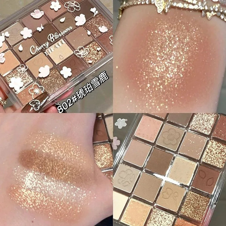 Rynx | 20/9 Colors Peach Blossom Eyeshadow Palette Glitter Cream Shimmer Shine Waterproof Korean Palette Natural Matte Eye Pigments