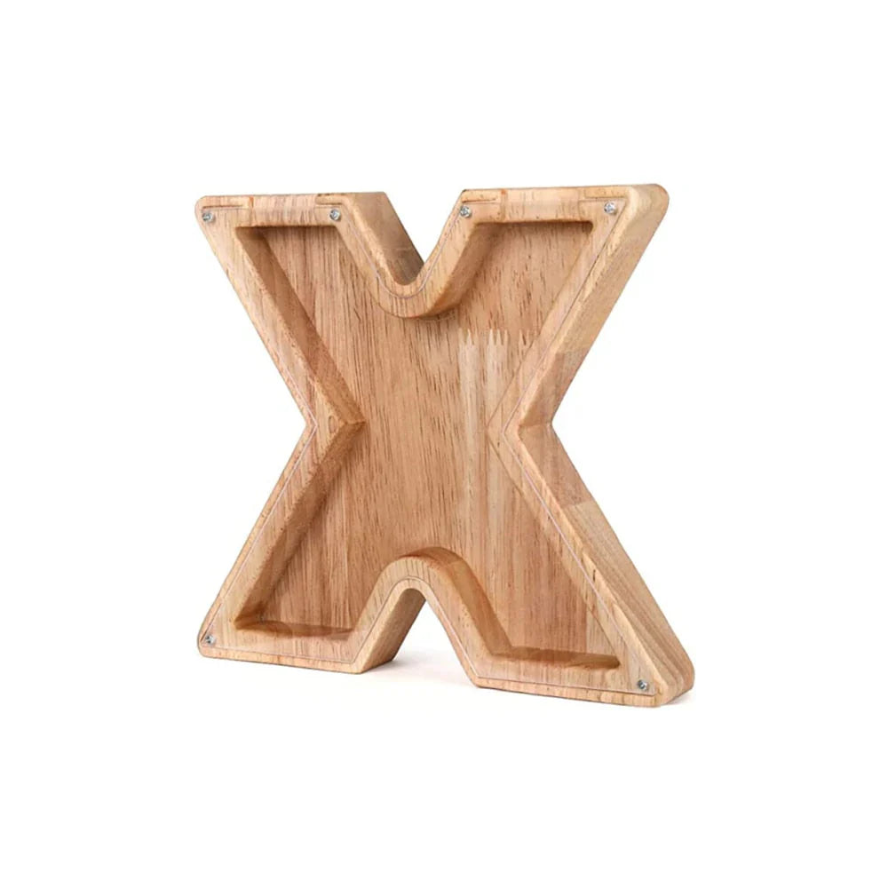 Lisslune | Wooden Alphabet Piggy Bank with Transparent Viewing Window for Stylish Saving