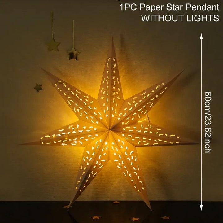 Rynx Hollow Star Hanging Pendant Ramadan Decoration 2024 for Home Navidad Natal Noël Gifts Christmas Ornaments New Year 2025