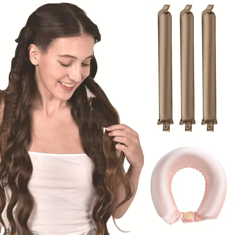 Rynx | No-Heat Flexi Curling Rod Curler for Sleeping Heatless Curlers for Hair Satin-covered Overnight Curlers Hair Rollers Hairband