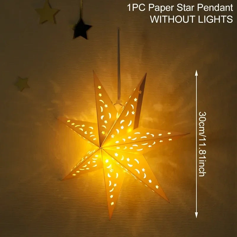 Rynx Hollow Star Hanging Pendant Ramadan Decoration 2024 for Home Navidad Natal Noël Gifts Christmas Ornaments New Year 2025