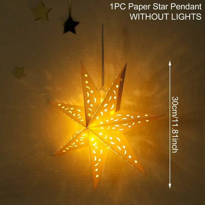 Rynx Hollow Star Hanging Pendant Ramadan Decoration 2024 for Home Navidad Natal Noël Gifts Christmas Ornaments New Year 2025