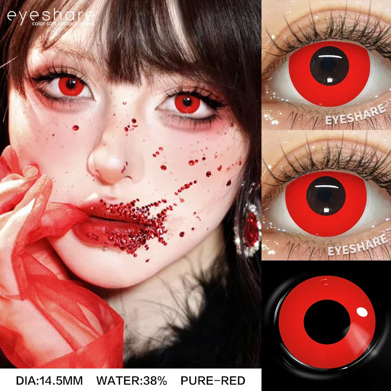 Rynx | Cosplay Colored Contact Lenses for Halloween Vampire Red Contact Lens Anime Colored Eye Lenses Annual Blue Contact Lenses