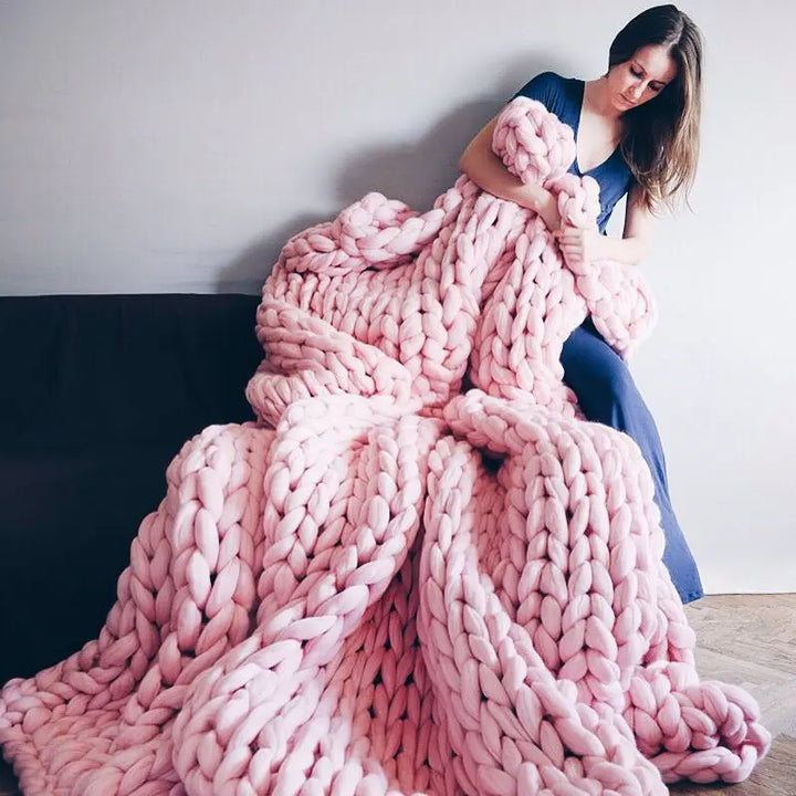 Lisslune | Chunky Knit Blanket – Cozy Wool Blanket for Every Room – Soft & Warm – Perfect for Sofa and Bed
