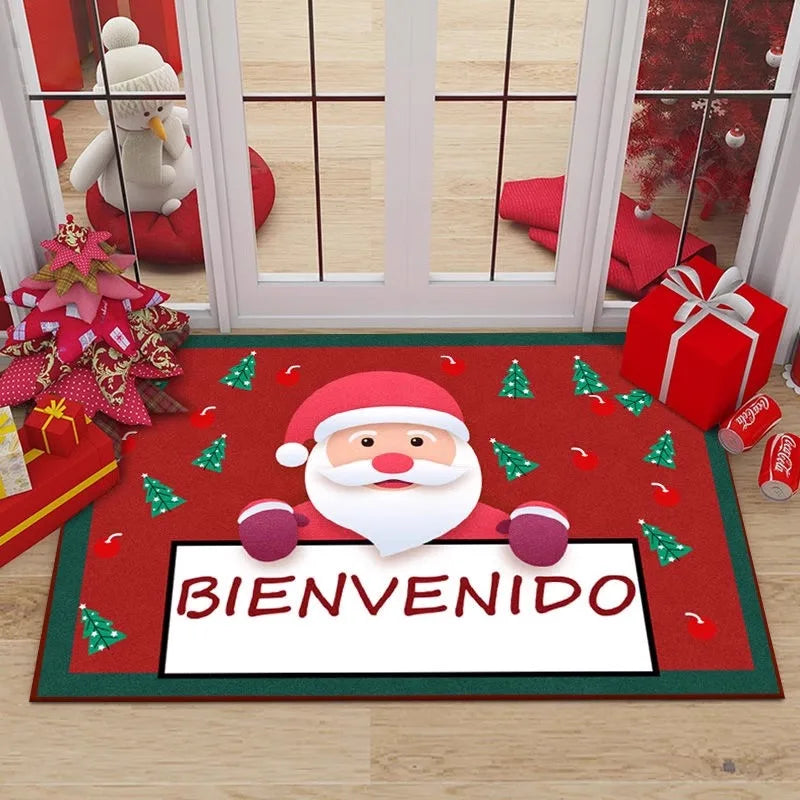 Rynx | Christmas Home Rug Holiday Decoration Doormat Cartoon Sweet Rug Santa Pattern Kids Mat Dirt-Repellent Rug