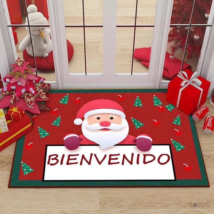 Rynx | Christmas Home Rug Holiday Decoration Doormat Cartoon Sweet Rug Santa Pattern Kids Mat Dirt-Repellent Rug