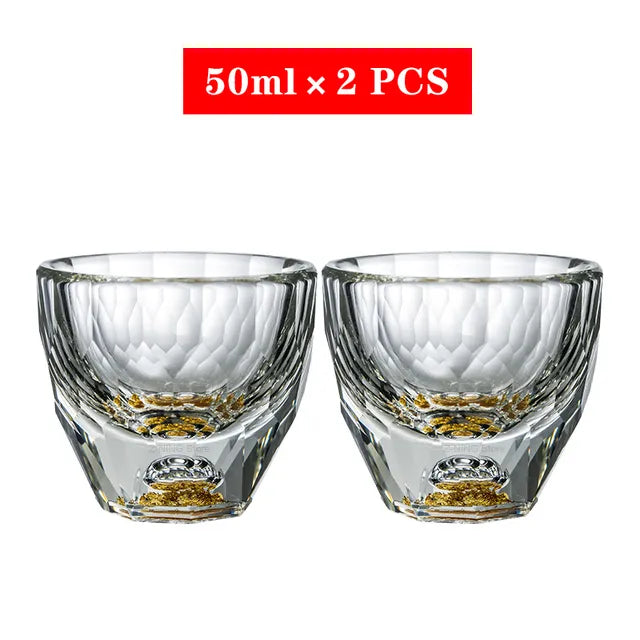Lisslune | Crystal Glass Whiskey Glasses Bar Liqueur Sphere Cups Sake and Shochu Double-Walled Thick Bottoms Small Capacity Tea Cups