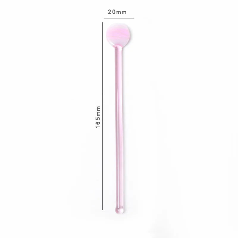 Rynx | Sweet Colored Glass Long Handle Stirring Spoon Coffee Milk Dessert Ice Spoon Colored Transparent Glass Spoon