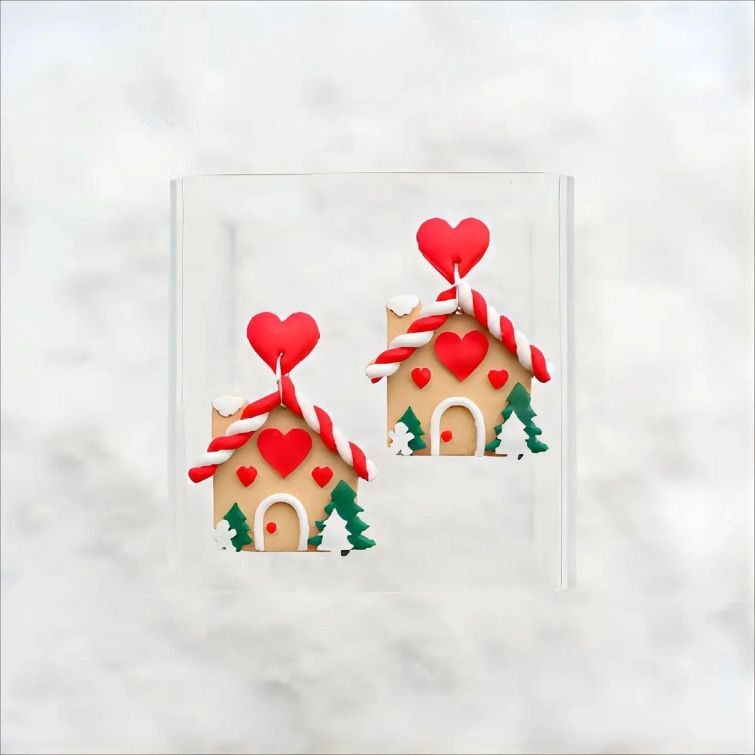Lisslune | Festive Creations Earring shape: Design Playful Red Lips & Charming Christmas House Shapes