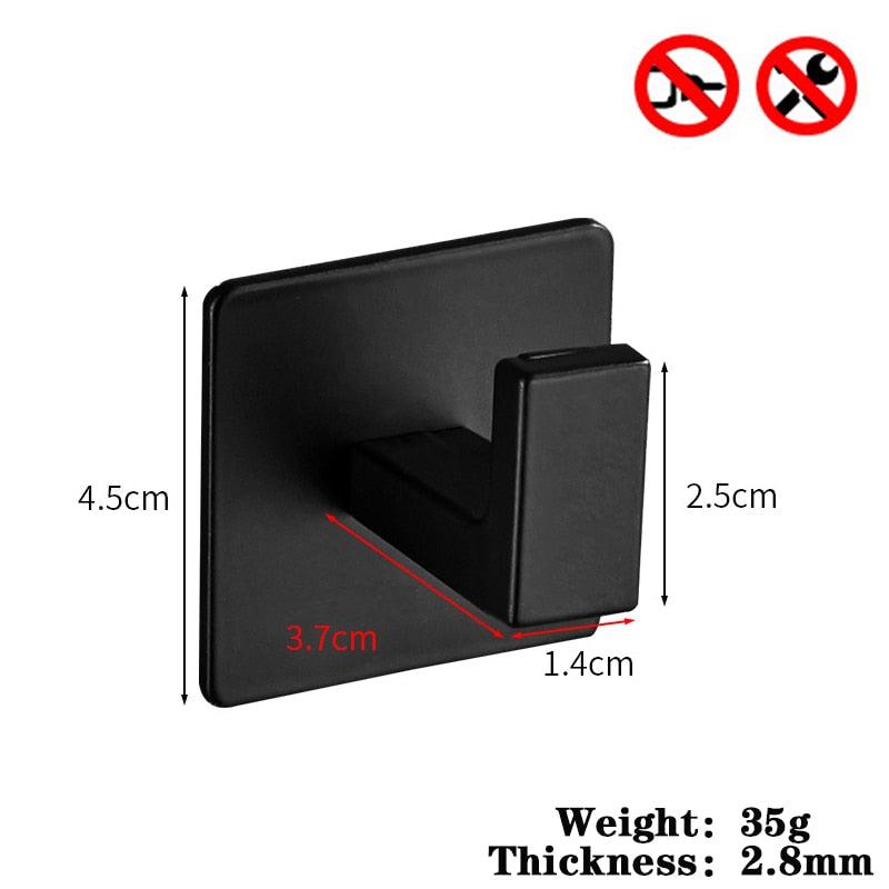 Lisslune | Flexible Black Wall Hook Organizer Set - Modern Storage Solution with Seamless Installation
