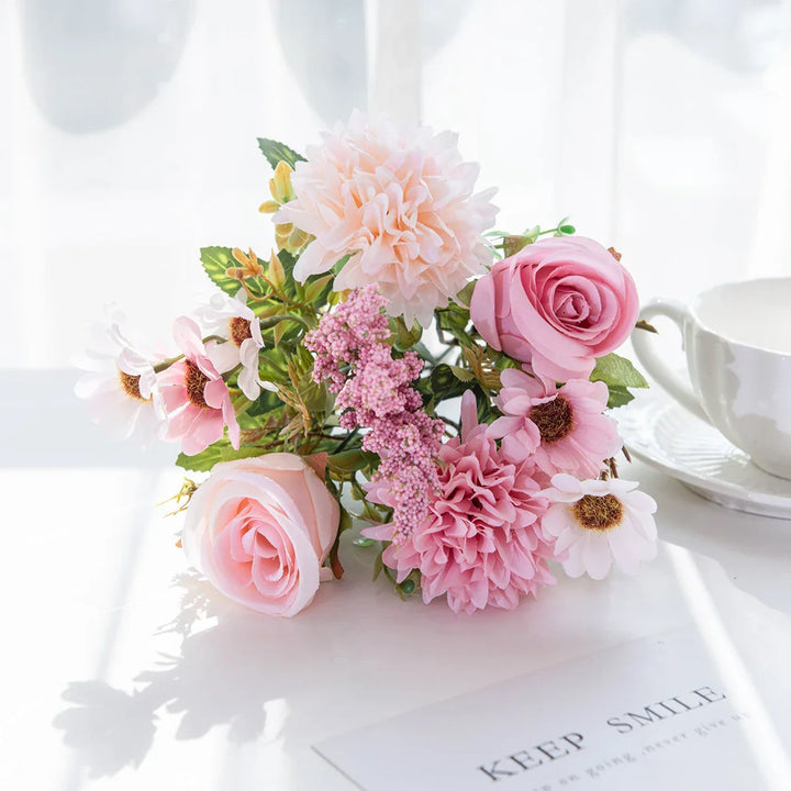 Rynx | 1PC Artificial Flowers Cheap New Year's Decoration Wedding Garden Peony Arch Christmas Home Artificial Silk Rose Hydrangea Vase for