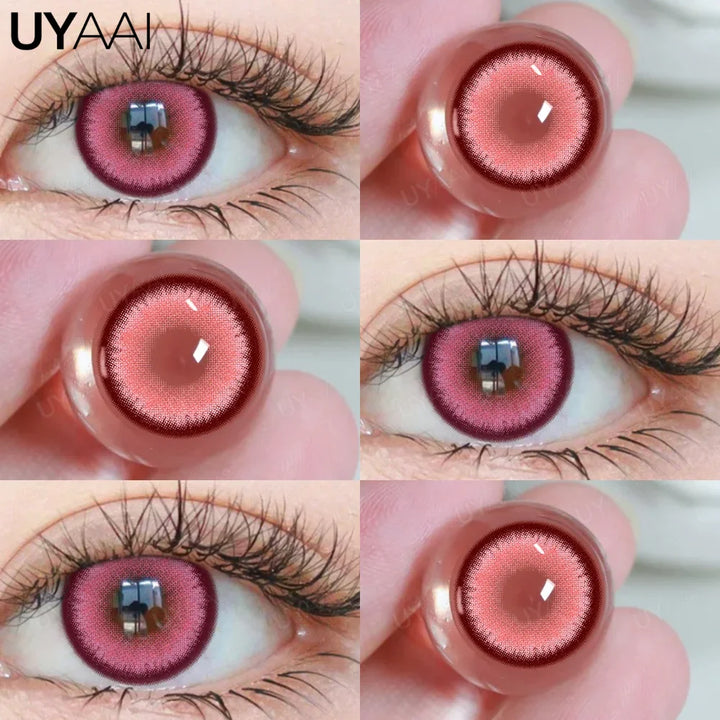 Rynx | 1 Pair Anime Pink Lenses for Eyes Cosplay Lenses for Halloween Nezuko Colorcon y2k Eye Contacts