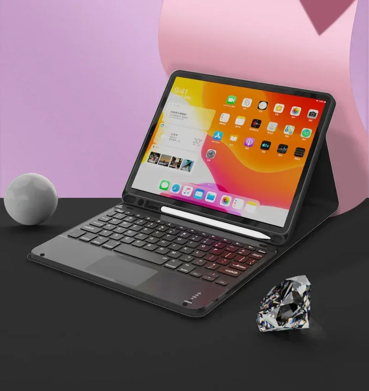 Lisslune | Spanische Tastaturhülle für iPad 10th Air 11 Air 5 4 10.9 Hülle 10.2 9th 8th Pro 11 10.5 Air 3 Wireless Magnet PU Flip Standhülle