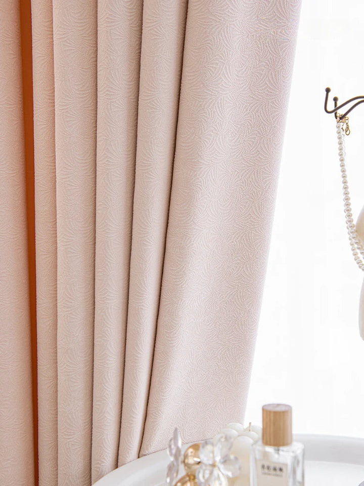 Rynx | French Pink Home Decoration Curtains Solid Color Bedroom Blackout Curtains Creative Texture Art Curtains Luxury Study Curtain IG