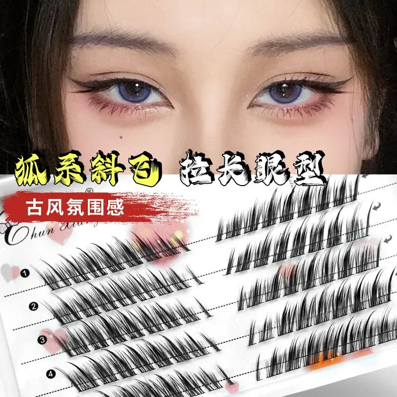 Rynx | Hybri Flying Fox False Eyelashes Single Cluster Hybrid Extension Segmented Natural Fox Eye Effect Single Eyelash Makeup Tool