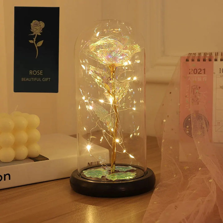 Rynx | 1pc Hot LED Enchanted Galaxy Rose Eternal Beauty Rose With Fairy Lights in Glass Dome for Valentine's Day Wedding Party Mother's Day