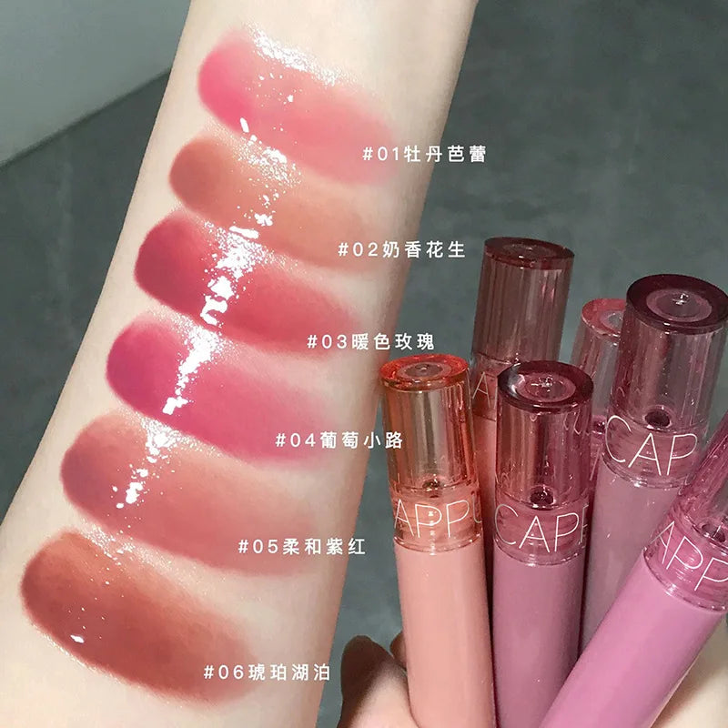 Rynx | New 6 Colors Mirror Coloring Lip Gloss Moisturizing Liquid Lipstick Waterproof Long-lasting Red Lip Color Korean Makeup Cosmetics