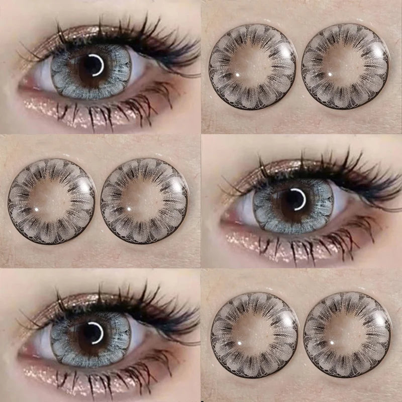 Rynx | 1 Pair Colored Contact Lenses for Eye Color Yearly Natural Amber Gray Lens Cosmetic Soft Glasses Beauty Fashion Pupil with Lenses