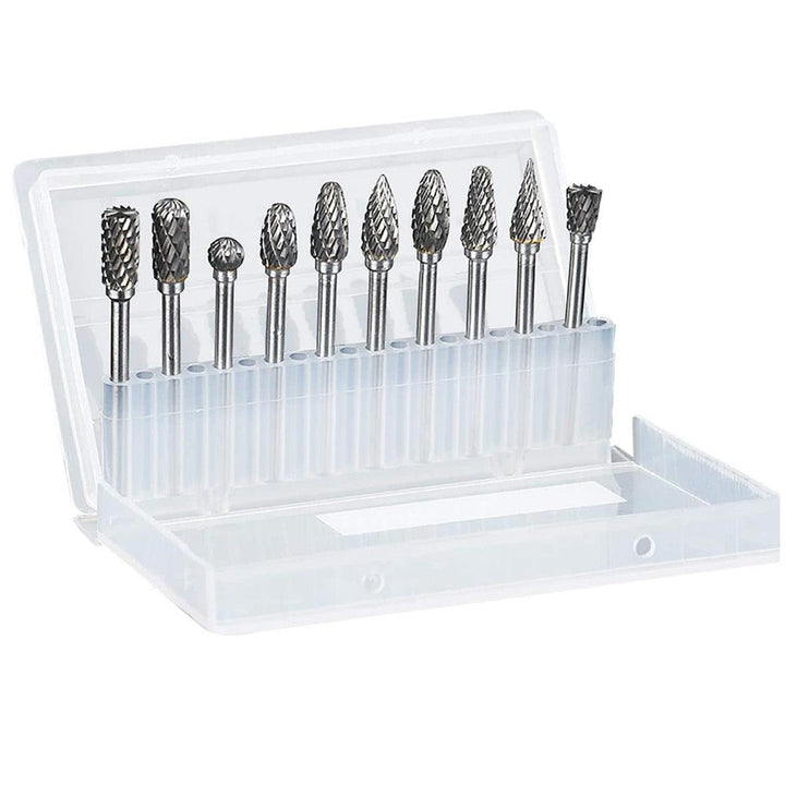 Lisslune | Tungsten Carbide Burr Set for Woodworking: 10-piece Precision Tool Set