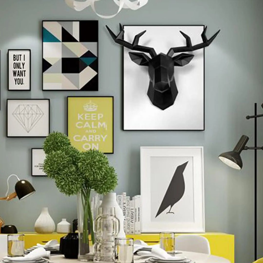 Lisslune | 3D-Deer Head Sculpture, geometric resin, animal deer head wall decoration, modern home decor, luxurious decorative wall decor