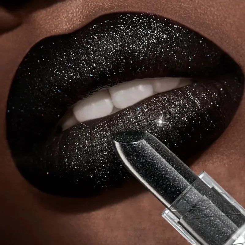 Rynx | Black lipstick for Halloween makeup Waterproof glitter lipsticks Sexy black lip gloss Glossy lip tint Cosmetics Halloween makeup