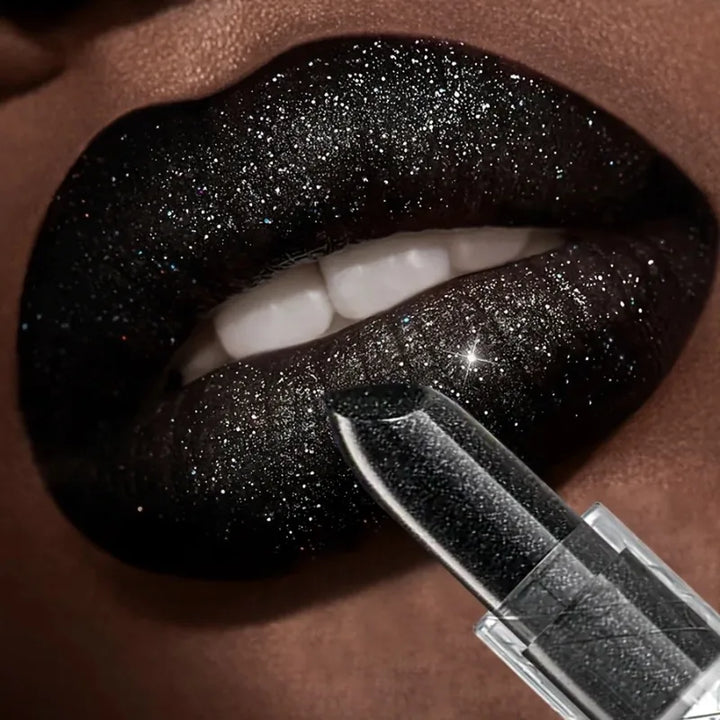 Rynx | Black lipstick for Halloween makeup Waterproof glitter lipsticks Sexy black lip gloss Glossy lip tint Cosmetics Halloween makeup