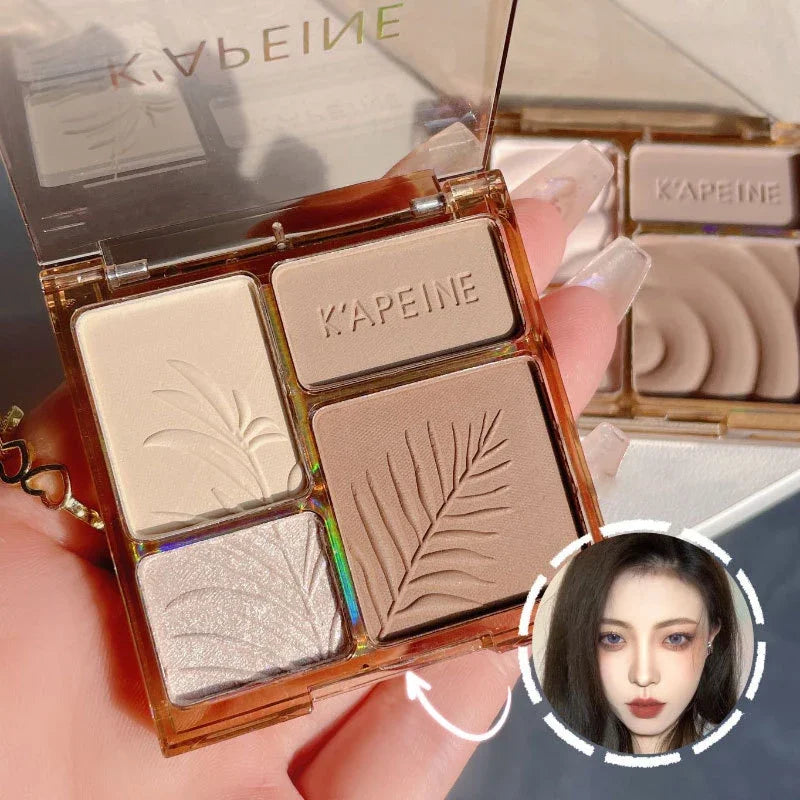 Rynx | Matte Highlighter Palette 3D Nose Contour Glow Lighten Contour Shimmer Powder Cosmetic Face Shading Care Powder Makeup