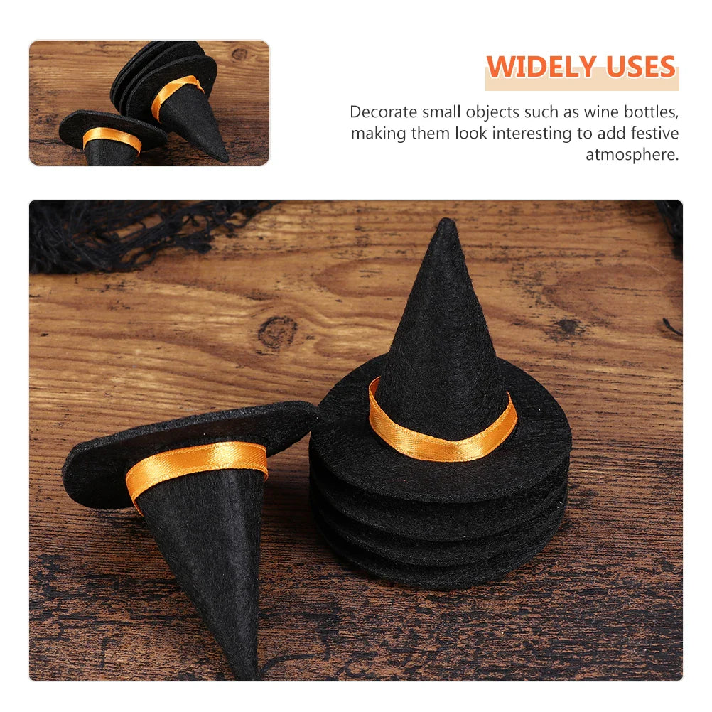 Rynx | 12 Pieces Halloween Mini Witch Hat Party Decoration Props for Cake Decor Halloween Decoration Play Felt Fabric Mini Hats Ornament Cover