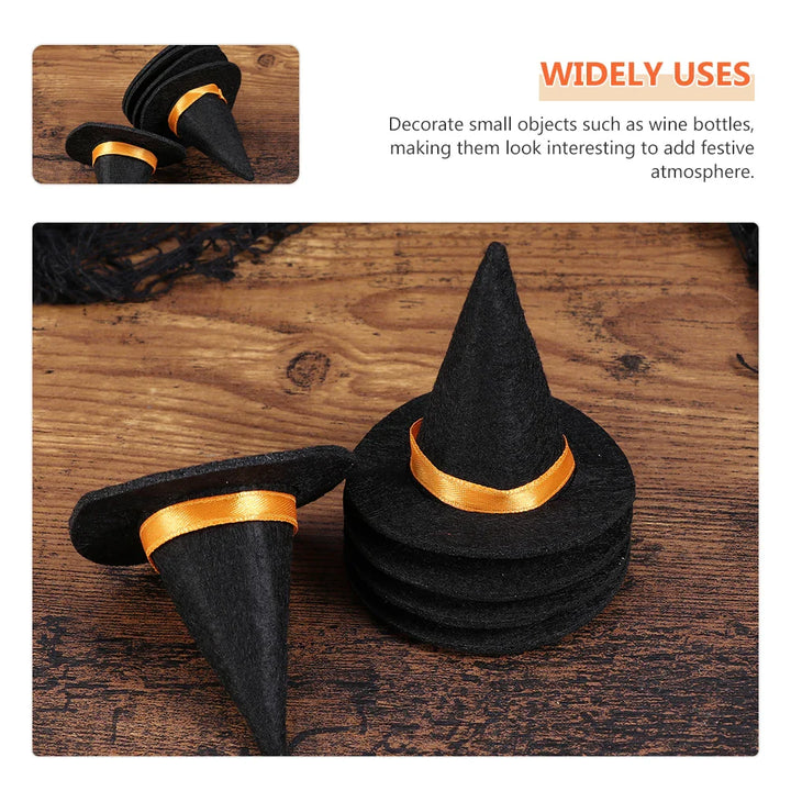 Rynx | 12 Pieces Halloween Mini Witch Hat Party Decoration Props for Cake Decor Halloween Decoration Play Felt Fabric Mini Hats Ornament Cover
