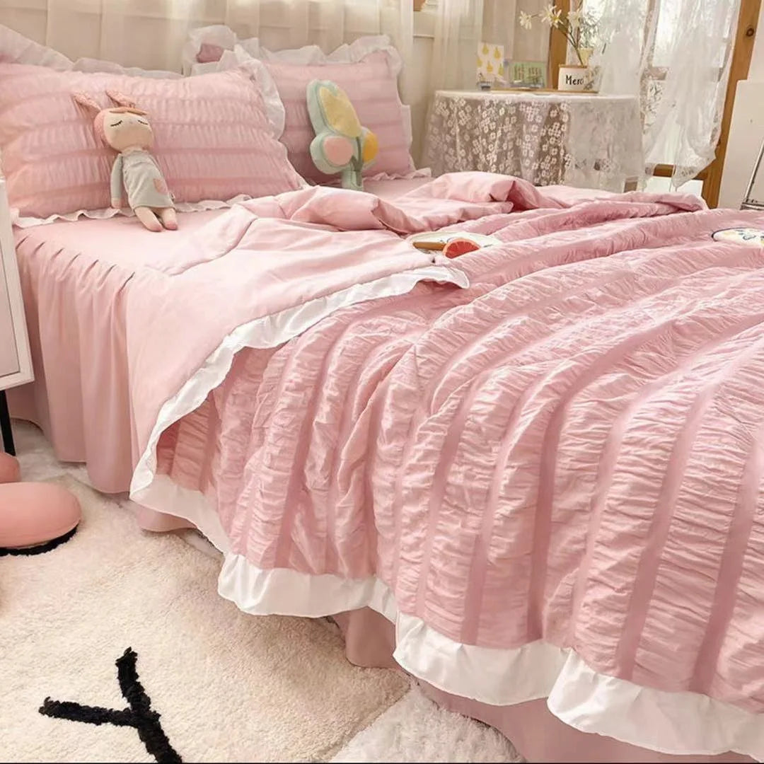Rynx | Korean style princess summer quilt cooler chiffon seersucker air-conditioned quilt bed sheet summer blanket duvet