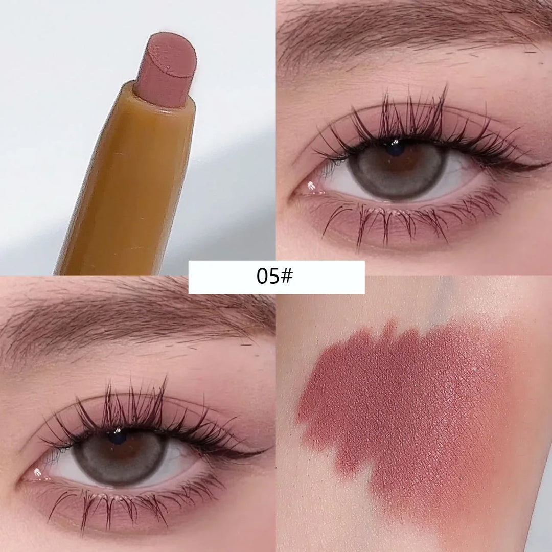 Rynx | Double-sided silky matte eyeshadow pencil Rose Brown Glitter Nude eyeshadow pencil with eyeshadow halo color brush 2 in 1