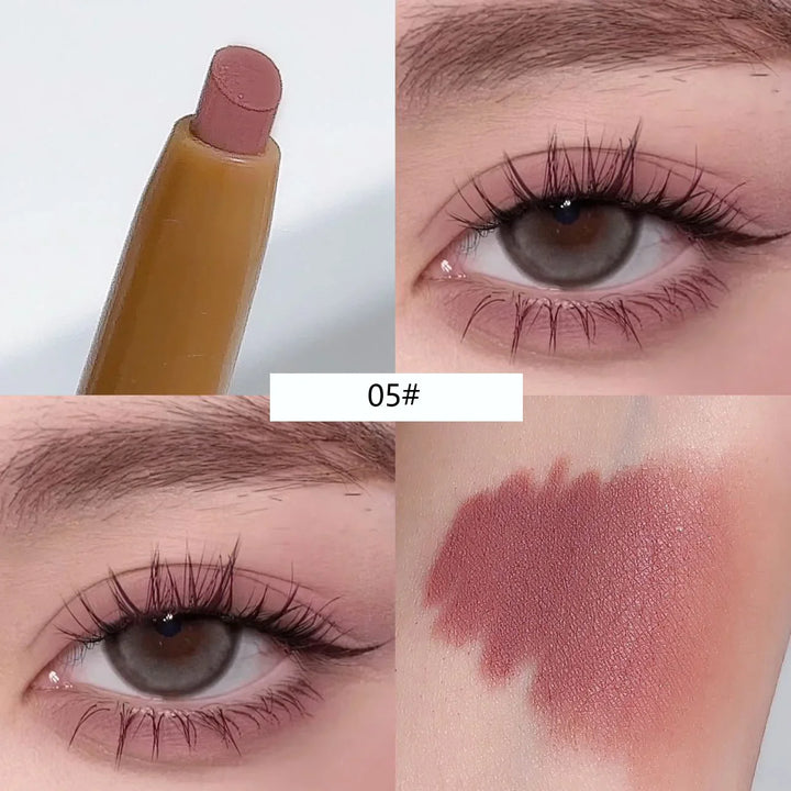 Rynx | Double-sided silky matte eyeshadow pencil Rose Brown Glitter Nude eyeshadow pencil with eyeshadow halo color brush 2 in 1