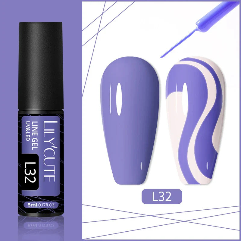 Rynx | 5ml Line Nail Art Polish Liner Pen Gel with Brush Varnish Semi Permanent Gel Nail Polish Wire Drawing Line Nail Art Tool