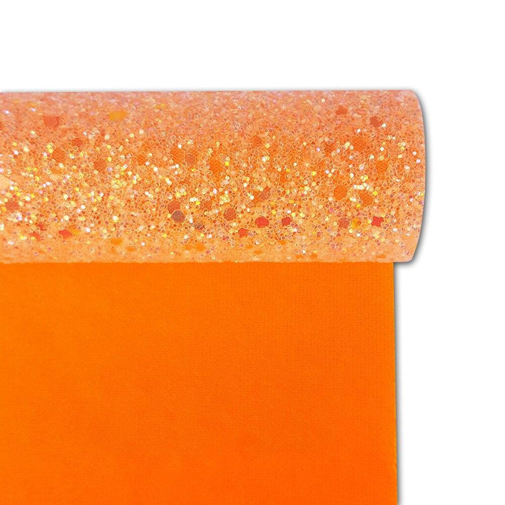 Lisslune | Lively Orange Glitter Faux Leather Craft Roll for Creative Projects