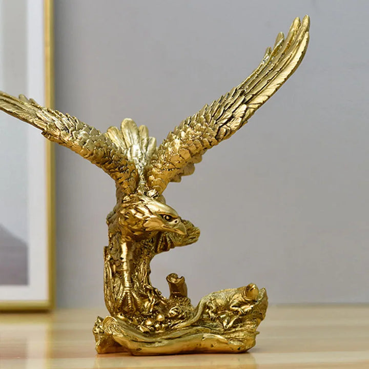Lisslune | Resin Golden Eagle Statue Art Animal Model Collection Ornament Home Office Desk Feng Shui Decor Figures simple