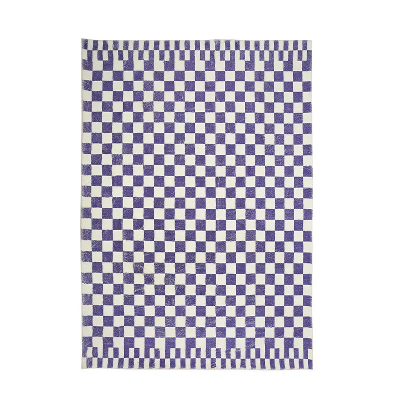 Rynx | Lavender Color Luxury Checkerboard Rug Bedroom Decoration Rugs Living Room Rug Bathroom Door Mat Non-Slip Rugs Rug IG