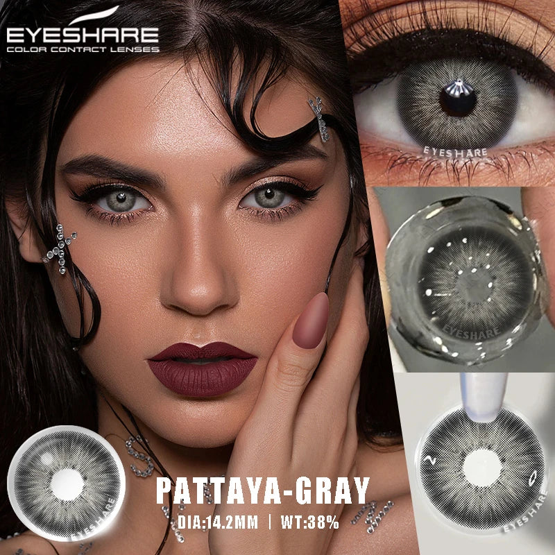 Rynx | 2-piece color contact lens set for eyes Gray lenses Blue eye lens Black contact lenses Annual cosmetic multicolored contact lenses