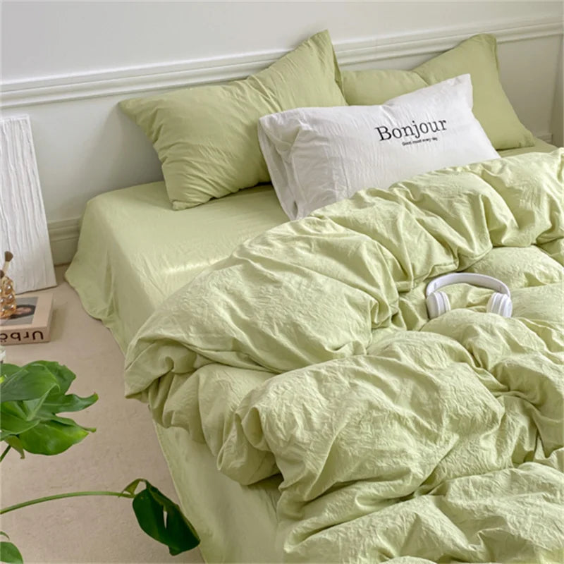 Rynx | INS Style Duvet Cover Set with Pillowcase Bed Sheet Single Full Bed Linen Orange Duvet Queen/King Double Bed