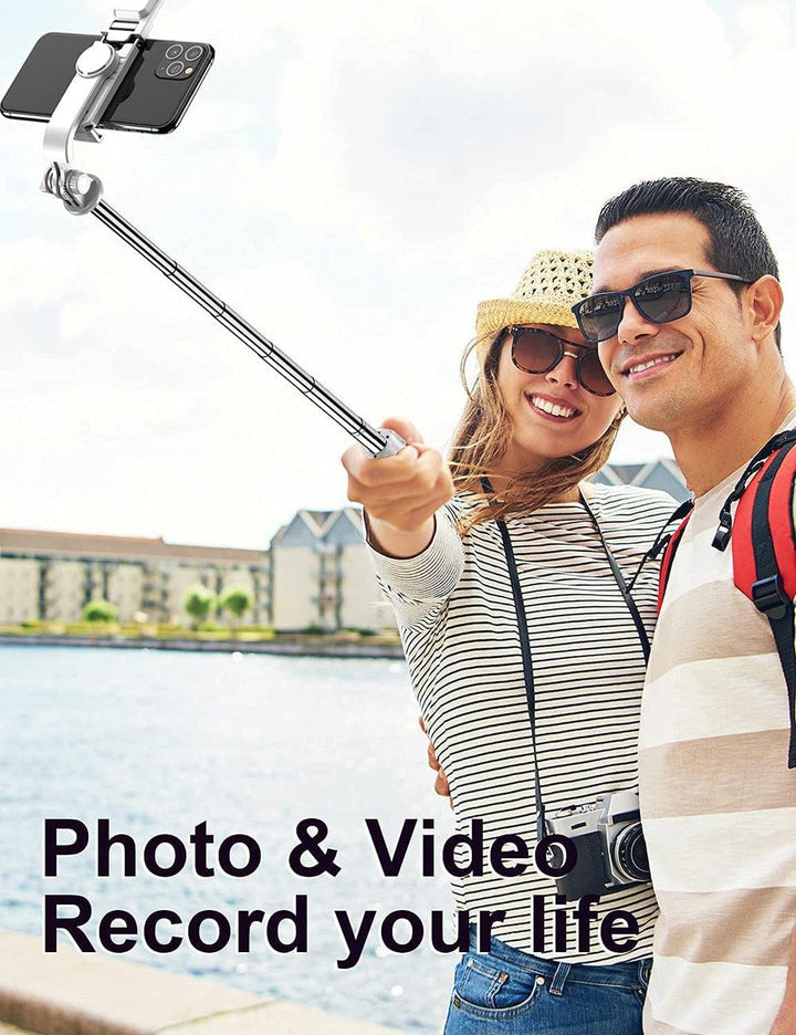 Lisslune | Versatile wireless tripod selfie stick with Bluetooth remote control, 360° rotation and built-in fill light - Compatible with Android and iOS