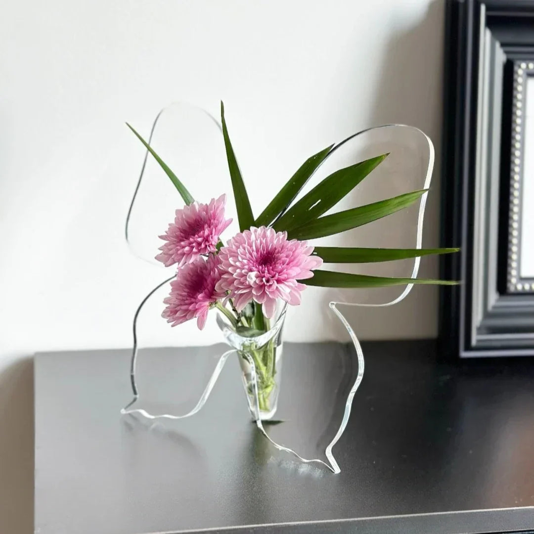 Lisslune | Artistic Butterfly Clear Flower Vase