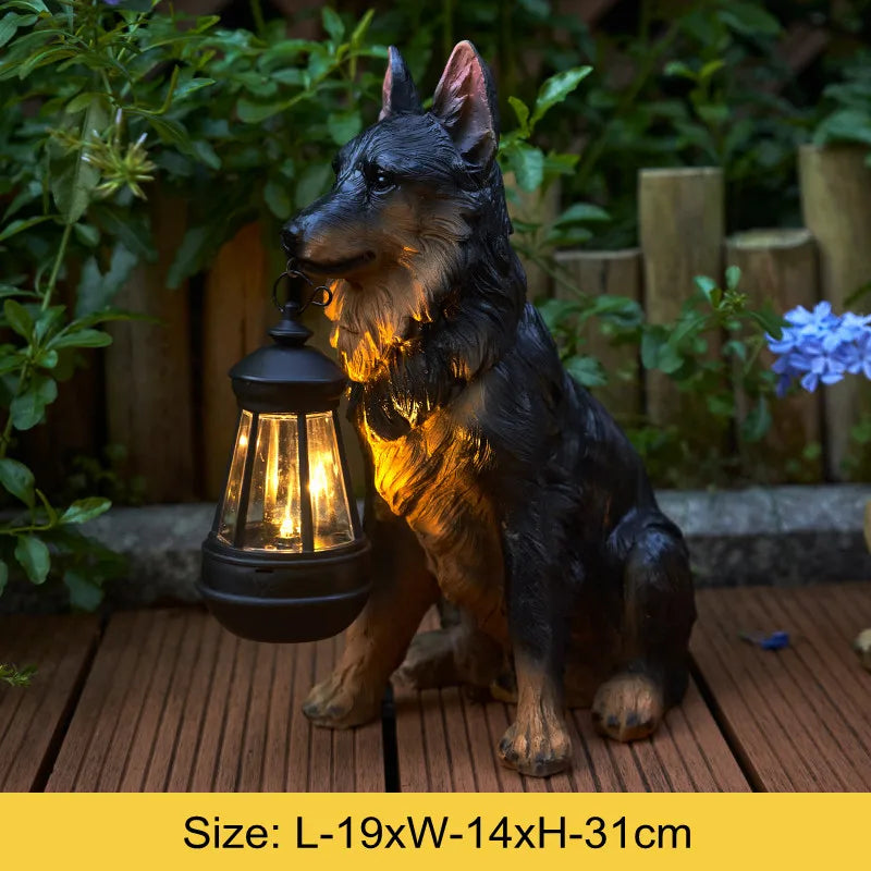 Lisslune | Solar-Powered Outdoor Resin Dog Statue Lamp