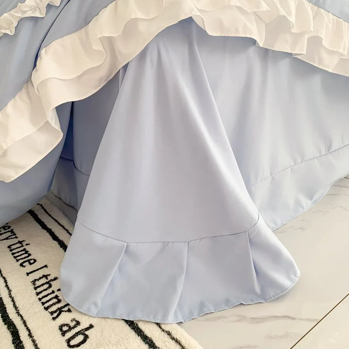 Rynx Elegant Lace Bedding Sets Luxury Bedding Princess Washed Cotton Ruffle Duvet Cover Bed Sheet and Pillowcases for Girls Luxury