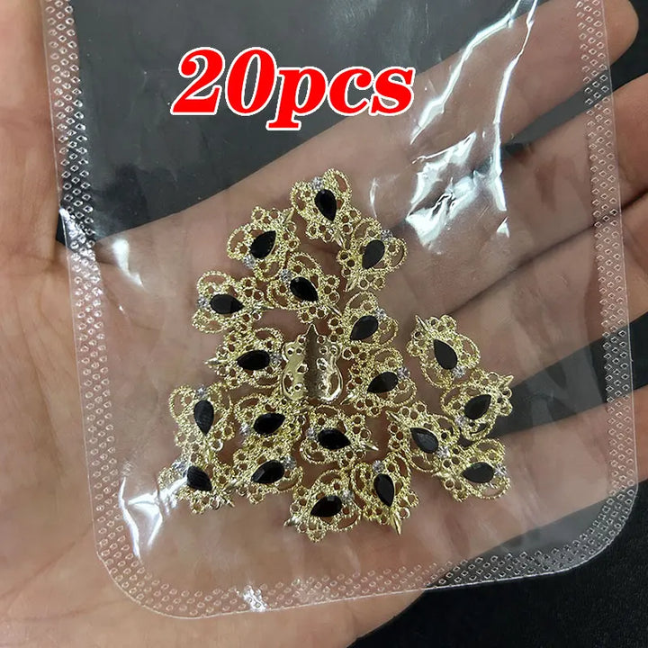 Rynx | 20 pieces/bag 3D Cherry Nail Charms Red & Pink Cherry Nail Rhinestones Nail Gemstones Nail Glitter Stud Fruit Nail Slices for Nail Jewelry