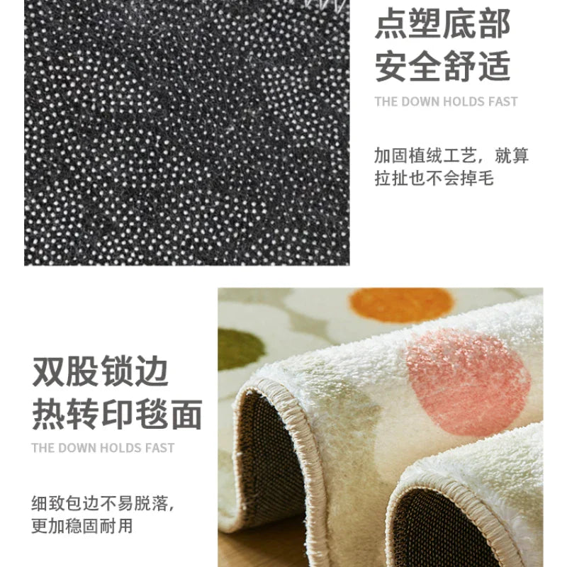 Rynx | Irregular Shape Bedroom Plush Rug Soft Soft Bedroom Decor Rug Retro Cream Rugs for Living Room Washable Thick Lounge Mat