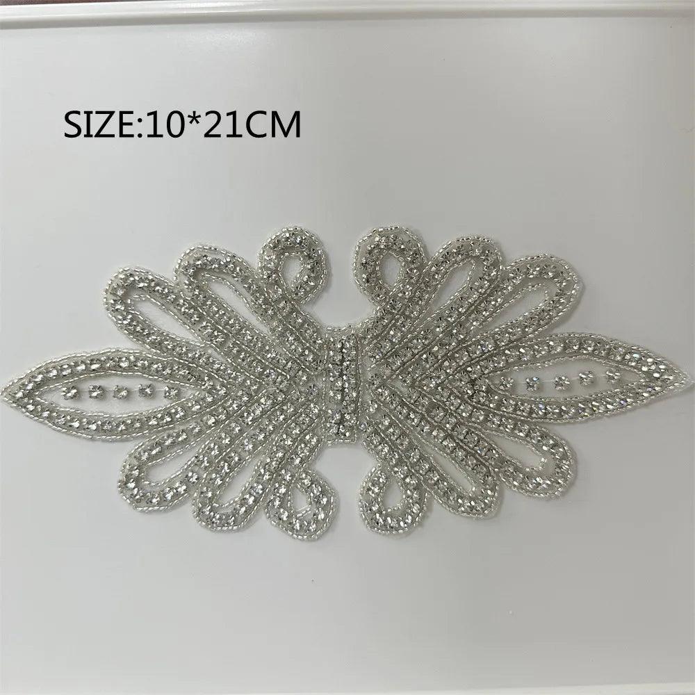 Lisslune | Shining Silver Rhinestone Flower Appliqué: Elegant Fashion Upgrade Accessory