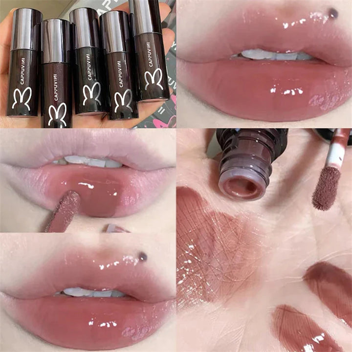 Rynx | Shiny Lip Lacquer Gel Glitter Lip Gloss Long-lasting Moisturizing Liquid Lipstick Lines Fade Shimmer Lip Makeup Cosmetics