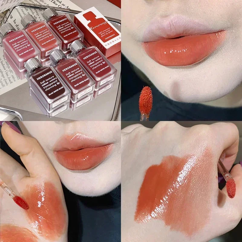 Rynx | Black Mirror Water Light Lip Gloss High Shine Moisturizing Long Lasting No Fading Liquid Lipstick Sexy Red Lips Makeup Cosmetics