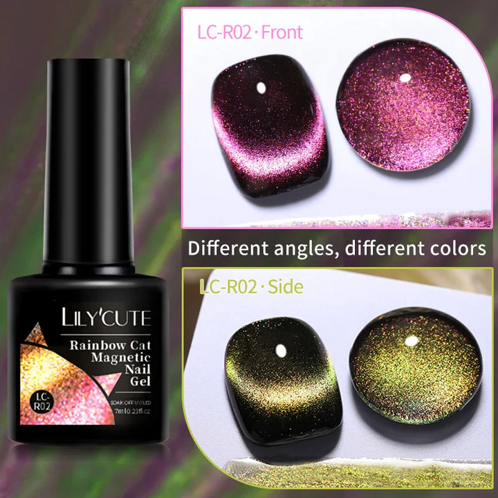Rynx |7ML Snowlight Cat Magnetic Gel Nail Polish Grow-In-Dark Reflection Glitter Laser Semi-Permanent Soak Off UV Gel Nail Polish