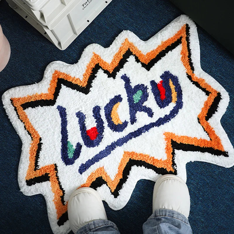 Rynx | Tufting Lucky Bedroom Rug Soft Letter Rug Bathroom Mat Kids Room Bedside Mat Aesthetic Home Winter Warm Decoration