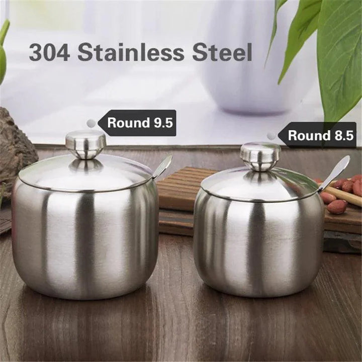 Lisslune | Elegant stainless steel spice storage and dispensing set with spoon